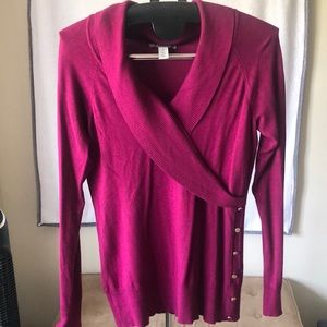 Hot pink sweater, great with leggings